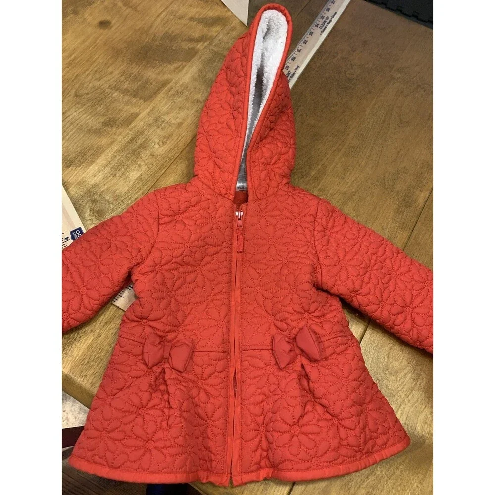 Little Me Red Jacket Size 18 Month. Red Bows Embroidered Flowers Lined